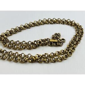 Vintage MONET GOLD TONE NECKLACE Rolo Round Chain Double Link CLASSY! Rare Singl
